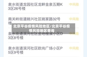 北京平谷疫情风险地区/北京平谷疫情风险地区查询