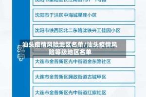汕头疫情风险地区名单/汕头疫情风险等级地区名单